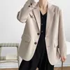 Veste de costume noir à simple boutonnage de haute qualité pour femmes printemps coréen lâche élégant blazers féminins et vestes bureau dame 210607