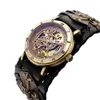 Antieke skeleton wijzerplaat mannen automatische mechanische horloge vintage gotische klok steampunk zelf kronkelende horloges bruine rots reloj hombre Q0902