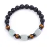 Bracelet de pierre volcanique carré Amethyst Blue Agate Tiger Eye Stone Ball Bead Energy Stone Bracelet