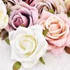 30 stks witte roos kunstmatige zijde bloem hoofden decoratieve scrapbooking voor thuis bruiloft verjaardag decoratie nep roze bloemen 210925