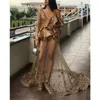 Plus sukienki wieczorowe Rozmiar iluzja długie rękawy Eleganckie Dubaj Arabskie cekiny balowe suknie na imprezę sukienki 00014