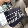 Navy thick canvas bag Large capacity striped pattern women's Totes Beach handbag nice fashion design shopping bags