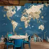 Wellyu Personalizzato 3d murale retrò nostalgico mappa del mondo TV sfondo muro soggiorno panno di seta verde carta da parati