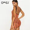 OMSJ Women's See Through Dress Mini Beach Party Night Club es Sexy Neon Orange Bodycon Summer Streetwear 210517