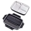 Louça de jantar Sets Portable 304 Aço Inoxidável Bento caixa com 3 compartimentos Almoço de vazamento de microondas Aquecimento de microondas Adultos