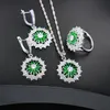 Boucles d'oreilles collier GZJY 925 argent fleur forme cristal anneaux de mariage cubique zircone pendentif ensembles de bijoux pour les femmes danse fête