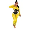 Nowy produkt Dwuczęściowy zestaw Kobiety Jesień Wiosna Ubrania Z Długim Rękawem Slim-Fit Top + Spodnie Spodnie Miękkie Spodnie Dysfunda Seksowna Nosić fitness X0428