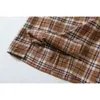 Slim tjejer chic brun plaid mini kjolar sommar mode damer hög midja kjol vintage kvinnor söt boho söt kvinnlig 210427