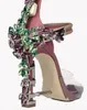 2021 Strange Heel Crystal Designer Shoes Woman PVC High Heel Sandals 2021 Padlock Ankle Strap Rhinestone Sandals