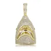 Hip hop tubarão pingente colares para homens mulheres designer de luxo dos homens bling diamante ouro corrente colar jóias amor gift172b