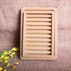 Porte-savon en bois naturel drainant la salle de bain double couche porte-savons 14 cm * 9,5 cm rangement à domicile RRF12630