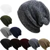 Casual Stickad Beanie Hat Vinter Män Varma Slouchy Skull Caps Virka Man Baggy Cap Fashion Tillbehör