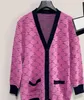 Женский свитер роскошный бренд V шеи вязаные кардиганы свитер розовый гусеничный трикотаж с длинным рукавом негабаритные джемпер