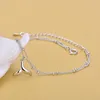 Högkvalitativ koreansk stil 925 Sterling Silver Multi Layer Chain Fish Tail Charm Anklets Smycken för Present Sle113