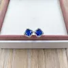 Authentic 100% 925 Sterling Silver Pandora Blue Timeless Elegance Clear CZ Stud Earrings With Clear Cz Fits European 290591NBT