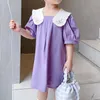Le ragazze vestono i vestiti della ragazza del temperamento del risvolto dei bambini di modo del ricamo della farfalla del manicotto del soffio del bambino di estate 210515