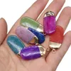 Reiki Healing Charms Semi-precious rectangular white Stone Dyed color Crystal Pendant DIY Necklace Women Fashion Jewelry Finding 15x35mm