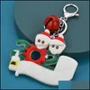 Key Rings Jewelry 2021 Fashion Keychain Christmas Tree Pendant Soft Plastic Mask Small Snowman Gift Drop Delivery Z1Vyu