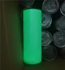 Сублимационные светящиеся 20 унций прямые тощий тумблер флуорешенности изоляция теплопередача кофе кружка белое свечение в темных чашках воды