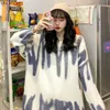 Pull surdimensionné pull vert femmes pull tricoté hauts amples hiver col rond Harajuku Sueter Mujer pull Tie Dye vêtements d'extérieur 210918