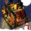 2020 weihnachten diy miniatur puppenhaus dekor möbel karneval nacht holz puppen haus dekoration mit led licht kits geschenk spielzeug für kinder