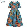 QunQ Girls African Style Robe Summer Print Robes pour enfants pour 7 8 9 10 11 12 ans Girl Col O-Cou Teens Enfants Vêtements Princesse Q0716