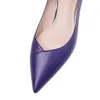 ALLBITEFO size 33-41 soft real genuine leather high heels pointed toe Purple fashion sexy women heels shoes high heel shoes 210611