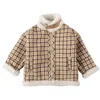 Korean style Winter warm fashion berber fleece lining plaid jackets Boys handsome stand collar coats 210508