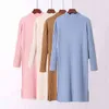 Autumn Winter Women's Knitted Woolen Straight Dress Sunken Stripe Priming Women Loose Sweater jumper Fashion 210420