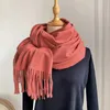 Luxury Women Solid Color Scarf Cashmere Soft Tassel Thick Warm Wraps Female Autumn Winter Lady Students Large Shawl