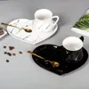 Kubki Para Puchar Ceramiczny Kawa Peach Heart Scheer z łyżką Gold Marmur Wzór Czarny I Biały Restauracja Glazura Dostępna