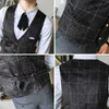 Plaid Suit Dress Vest For Men Casual Slim Fit Waistcoat Mens Formal Business Wedding Tuxedo Gilet Homme Chalecos Para Hombre 210527