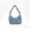 High Quality Lady Bag Casual Dating Soft PU Leather Handbag with Rumpled Handle, Fashionable Pleated Underarm 2021