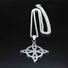 Aço inoxidável bruxaria witch039s nó geometria longa corrente colar para homens mulheres cor prata jóias bijoux femme n4273s028765014
