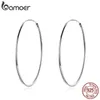 Bamoer Platinum Plated Big Hoop dla 925 Sterling Silver Biżuteria Kobiet Mody Kobiety Kolczyki 30mm 40mm 50mm