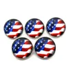 Najnowszy 10 sztuk / partia USA Flaga National Brordura Snap Przyciski Szklane Przyciski Fit Bransoletka 18mm / 20mm DIY Bransoletka Biżuteria