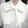 Women Long Sleeve and Blouses Chiffon Shirts Bow-knot White Shirt V-Neck Puff Ladies Tops Plus Size 4XL 5054 50 210417