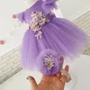 2021 Лавандовая кружева цветок девушка платья бальное платье ручной работы цветы тюль Lilttle детей день рождения конкурс на день рождения