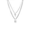Collier pendentif chaîne polyvalent collier clé géométrique femme ornement de verrouillage multicouche gracieux et à la mode