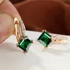 Hoop & Huggie Charm Multicolor Square Stone Earrings Rose Gold Color Engagement Female Luxury Rainbow Crystal For Women