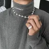 2021AW, nuevo diseño de nicho, collar de costura de perlas espinosas, moda Hip Hop, accesorios de cadena de clavícula de acero de titanio