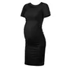 Sommer Schwangerschaft Kleid Frauen Mutterschaft Mama Seite Geraffte Schwangerschaft Kurzarm Party Sexy Foto-shooting Kleid Vestido De Winter-embarazada Q0713