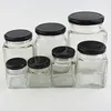 10 pièces pot de miel carré hexagone Transparent bouteille de stockage pour écrou Suger bidon en conserve verre pot de confiture