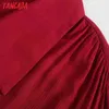 Femmes rétro rouge tunique à manches longues chic femme sexy style court petit haut 6P51 210416