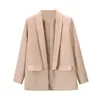 Gentillove elegante turn-down kraag blazer kantoor dame formele slanke jassen Demi-seizoen jas overjas 211122