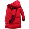 Winter Down Jacket Mens Mode Hooded Warm Tjock Slim Fit Coat Down Jackor Ny Man -30 Grad Utomhus Outwear Lång överrock Y1103