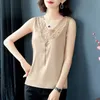 Корейские шелковые женщины Tank Top Woman Satin S Tees Halter без рукавов плюс размер вышивка базовый S 5xL 210427