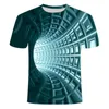 T-shirts Camiseta Vórtex tridimensional Para Hombre, Camisa Con Estampado 3D de Cuello Redondo, Ropa Diario Divertida, informell, camis