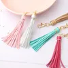 Party Favor 18 color Leather tassel pendant wrapped long silicone bead bracelet accessories PU leather tassel key chain T2I52785
