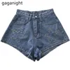 Gaganight Arrival Lato Kobiety Denim Spodenki Moda Cekinowa Wysoka Pas Krótkie Dżinsy Seksowna Kobieta Krótkie spodnie S-L 210519